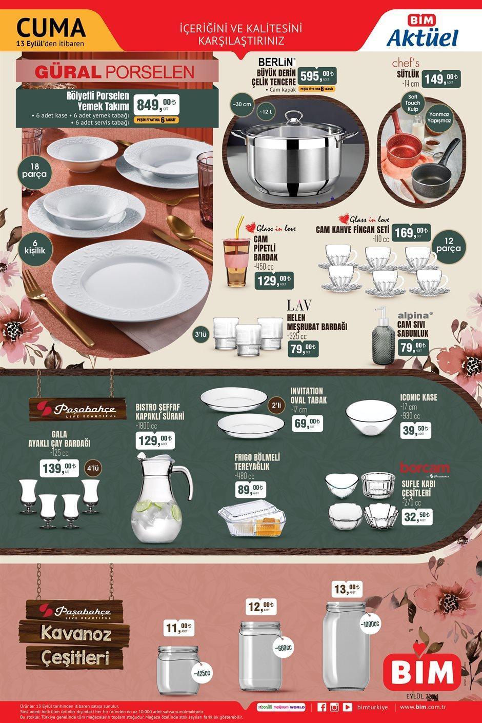 BİM'in 10-13 Eylül indirimli ürünler kataloğu yayınlandı