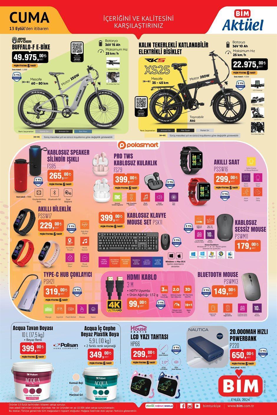 BİM'in 10-13 Eylül indirimli ürünler kataloğu yayınlandı