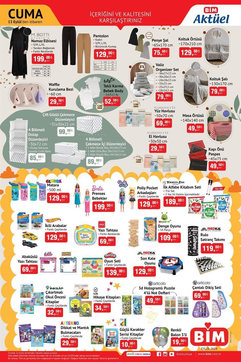 BİM'in 10-13 Eylül indirimli ürünler kataloğu yayınlandı