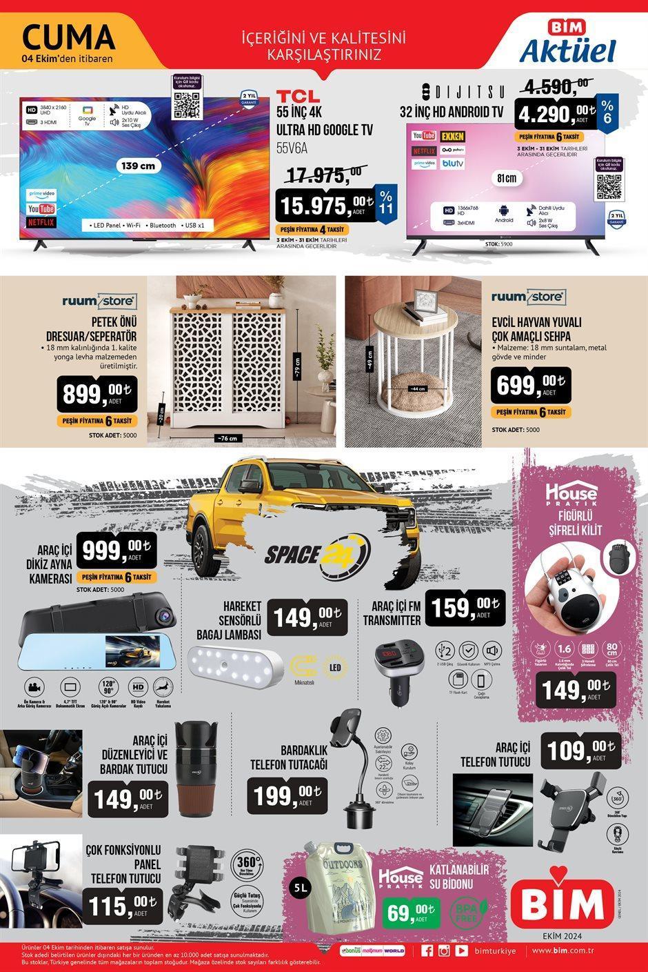 BİM 4 EKİM CUMA AKTÜEL KATALOĞU