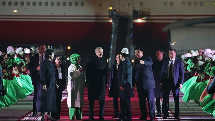 Cumhurbaşkanı Erdoğan Kırgızistanda böyle karşılandı