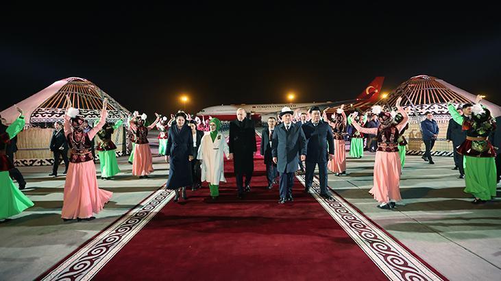 Cumhurbaşkanı Erdoğan Kırgızistanda böyle karşılandı