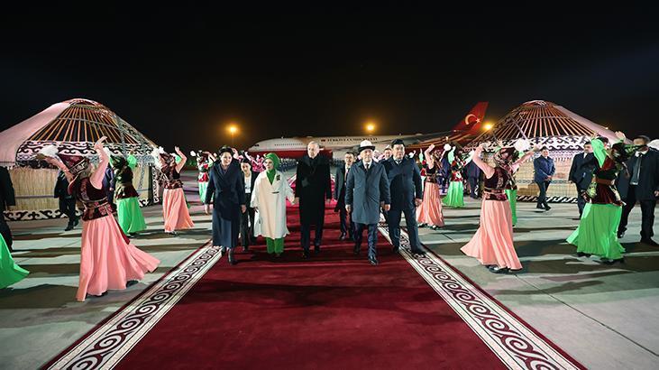 Cumhurbaşkanı Erdoğan Kırgızistanda böyle karşılandı