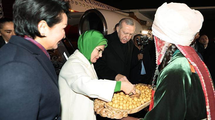 Cumhurbaşkanı Erdoğan Kırgızistanda böyle karşılandı