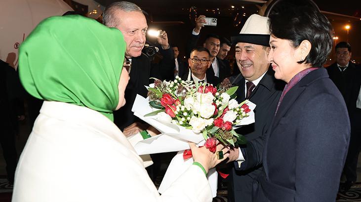 Cumhurbaşkanı Erdoğan Kırgızistanda böyle karşılandı