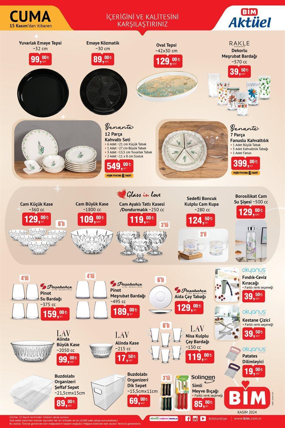 15 KASIM CUMA BİM AKTÜEL KATALOĞU