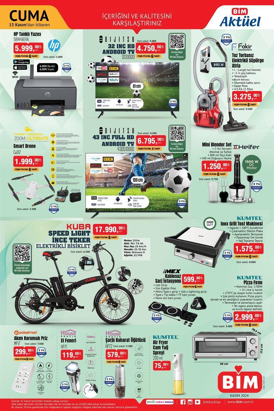 15 KASIM CUMA BİM AKTÜEL KATALOĞU