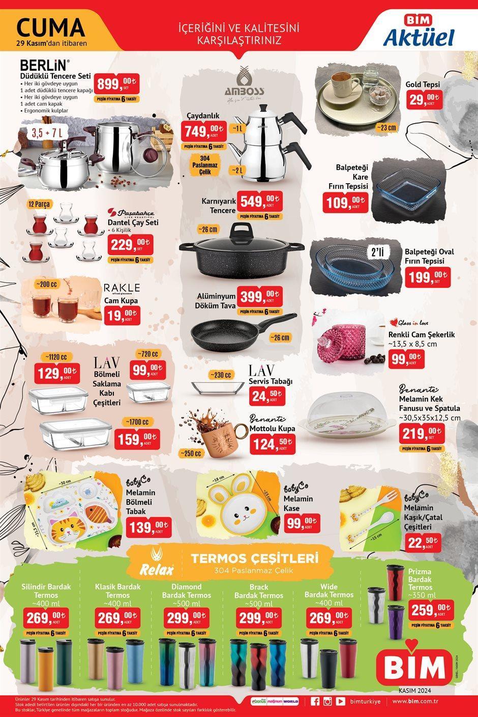 29 KASIM CUMA BİM AKTÜEL KATALOĞU