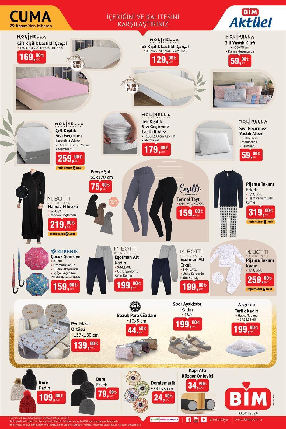 29 KASIM CUMA BİM AKTÜEL KATALOĞU