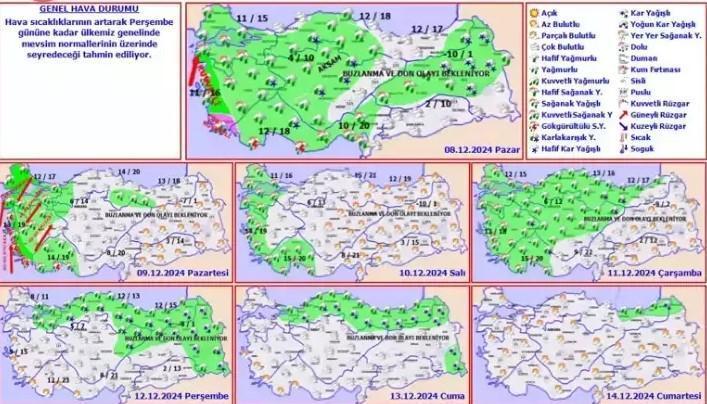 8 ARALIK 2024 ÜLKE GENELİNDE HAVA DURUMU NASIL