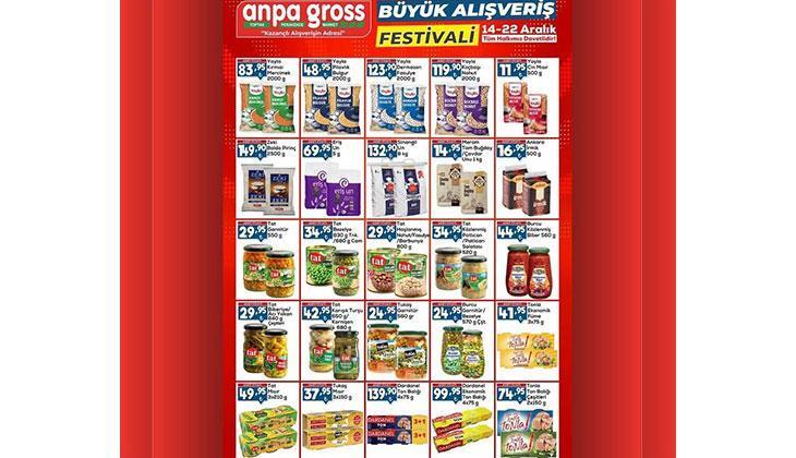 Alışveriş festivali başladı ANPA GROSS 14-22 Aralık 2024 indirimli ürünler kataloğu