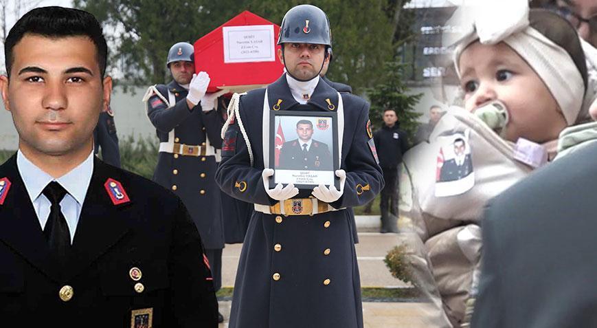 Yürek yakan an! Şehidin 8 aylık bebeği Türk bayrağına sarılı tabutuna baktı