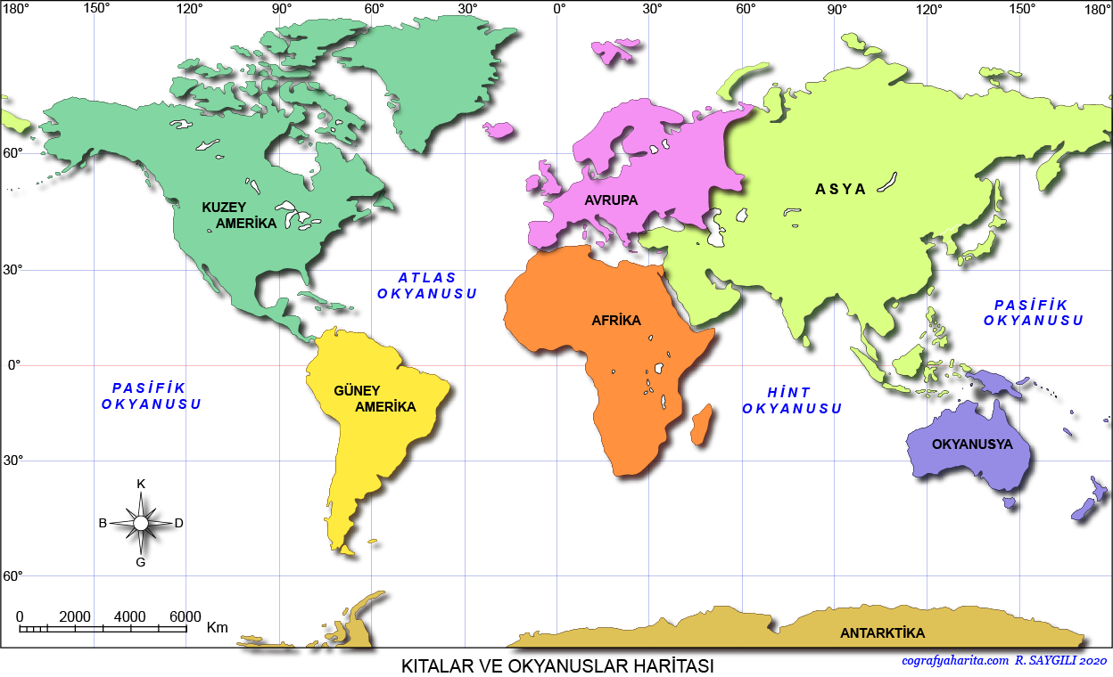 Dünya Kıtalar Haritası