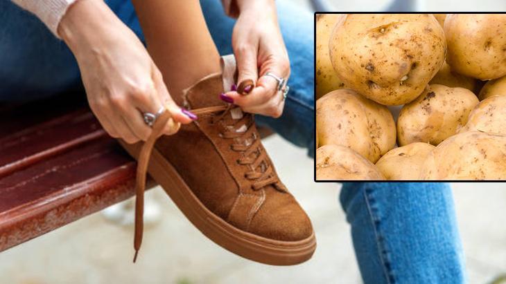 Dar gelen ayakkabıya patates taktiği 8 saatte binlerce liralık ayakkabıyı kurtarıyor