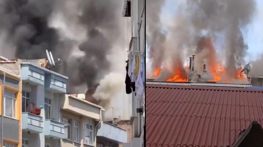 Bayrampaşada korkutan yangın Alevler bitişikteki binaya sıçradı
