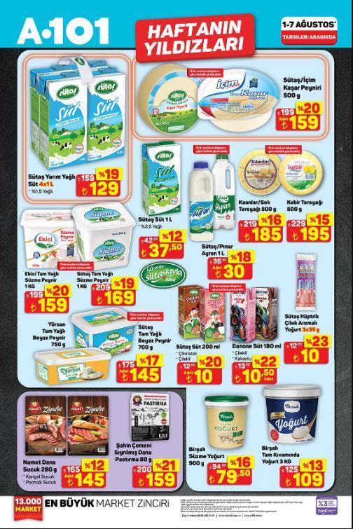 YEPYENİ A101 AKTÜEL KATALOĞU (1-7 AĞUSTOS) A101 Haftanın Yıldızları aktüel kataloğunda bu hafta hangi ürünler satışa sunuldu Çay, Ayçiçek Yağı, Kaşar Peyniri, Roll-On, Saç Kremi, Yumuşatıcı...