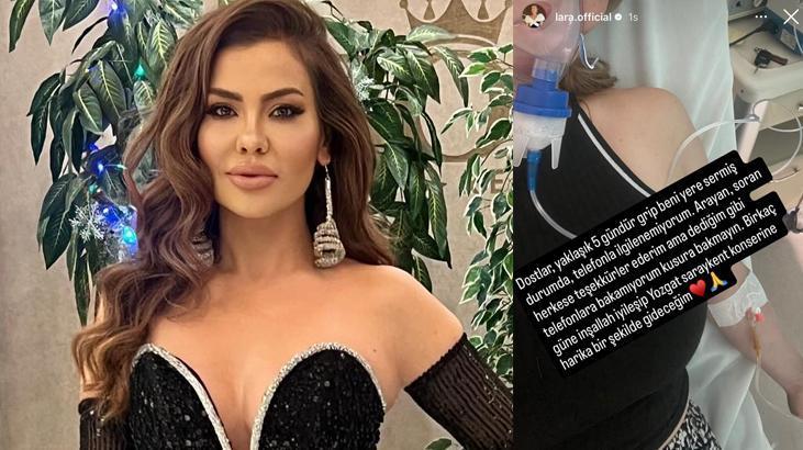Şarkıcı Lara hastanelik oldu Sedyede serumlu hali korkuttu Şarkıcı Lara hastanelik oldu Sedyede serumlu hali korkuttu