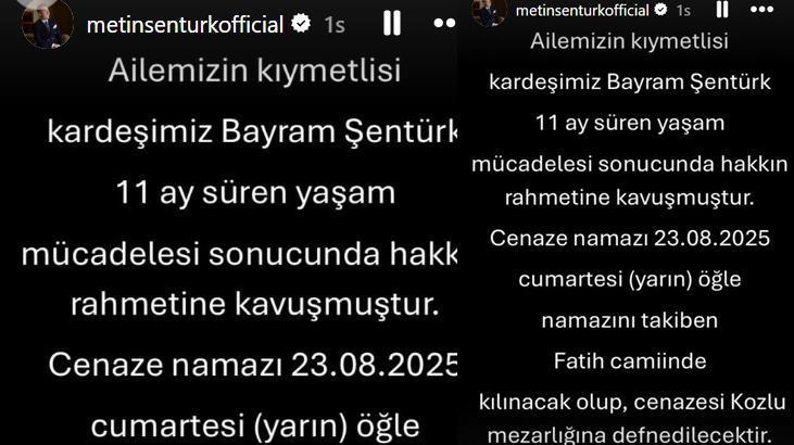 Metin Şentürk acı haberi duyurdu Kanser tedavisi gören kardeşi hayatını kaybetti