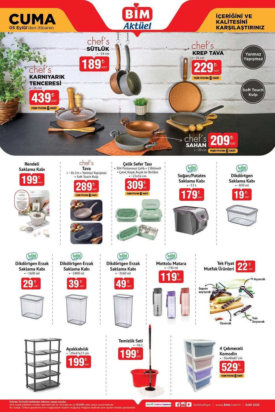MÜŞTERİYLE BULUŞTU BİM 5 Eylül 2025 CUMA KATALOĞU ÇIKTI 5 Eylül BİM aktüel indirim kataloğundan neler satışta Halı Koltuk Yıkama Makinesi, Sefer Tası, WAG Maşa, Ütü...
