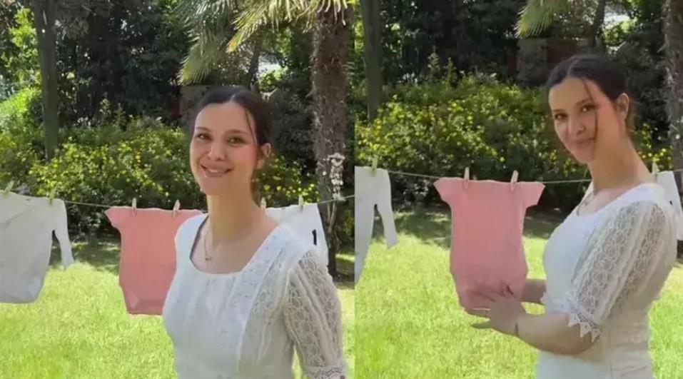 Quedan pocos días para que sea madre. Nuevas poses de İrem Helvacıoğlu con su barriguita.