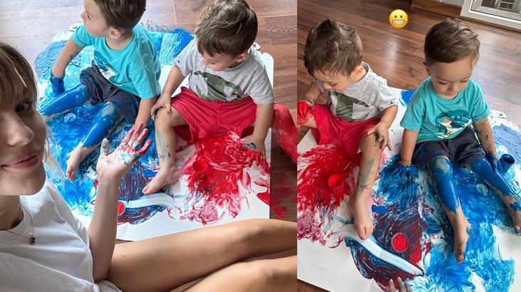 Emir ve Ayelin eğlenceli halleri Yasemin Şefkatli paylaştı: Bahçe işlerine bakıyor artık