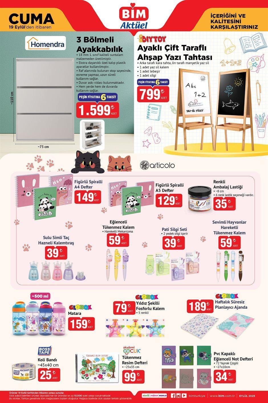 19 EYLÜL CUMA BİM AKTÜEL KATALOĞU