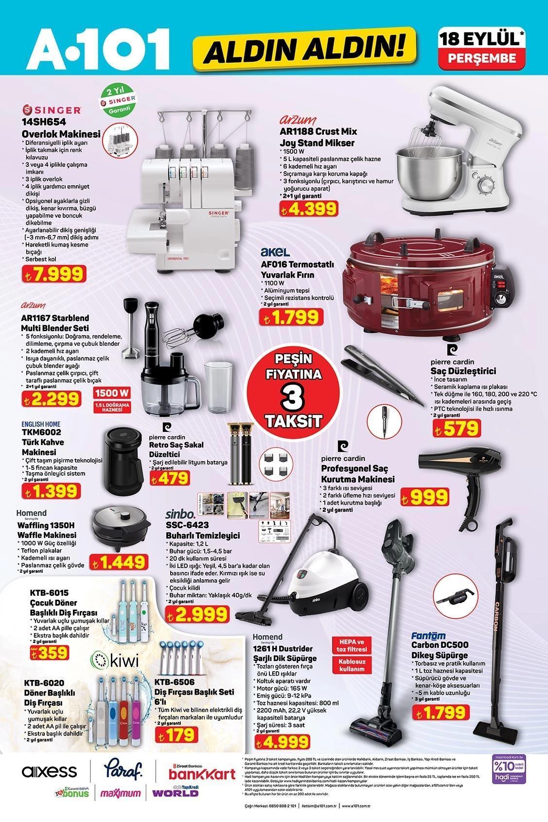 A 101 kataloğu paylaşıldı: A101 Aldın Aldın 18 Eylül Perşembe aktüel kataloğunda hangi ürünler var? A101 ALDIN ALDIN 18 EYLÜL AKTÜEL KATALOĞU