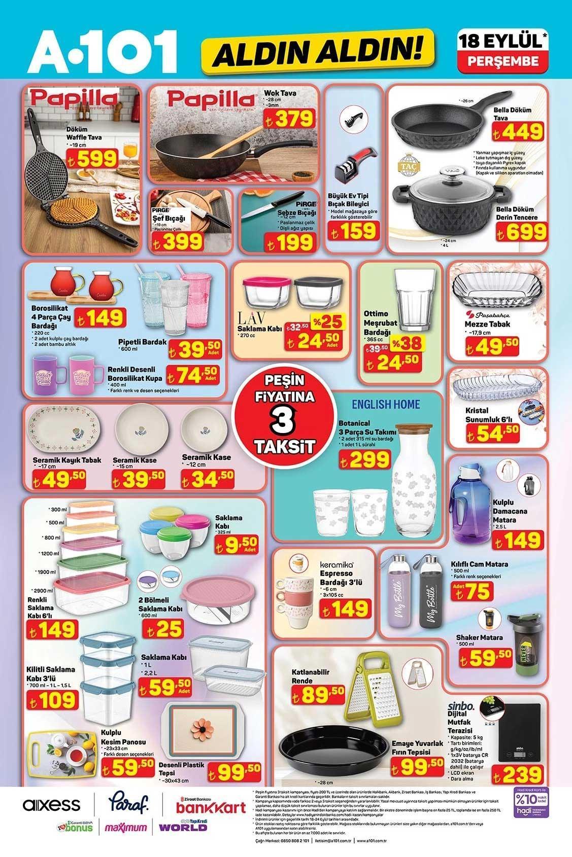 A 101 kataloğu paylaşıldı: A101 Aldın Aldın 18 Eylül Perşembe aktüel kataloğunda hangi ürünler var? A101 ALDIN ALDIN 18 EYLÜL AKTÜEL KATALOĞU