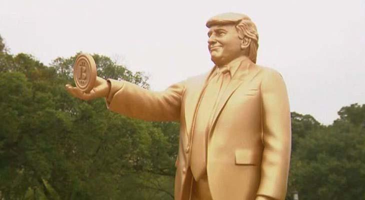 Beyaz Saray'ın önünde gizemli Trump heykeli! Bitcoin detayı dikkat çekti