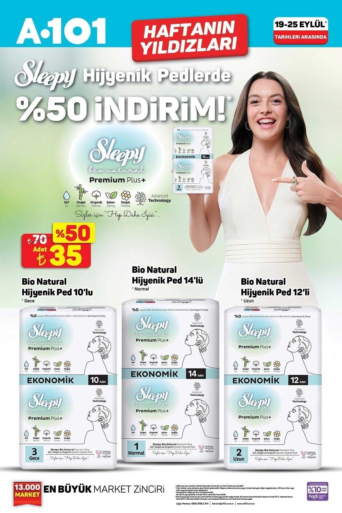 19-25 EYLÜL SLEEPY HİJYENİK PEDLERDE % 50 İNDİRİM