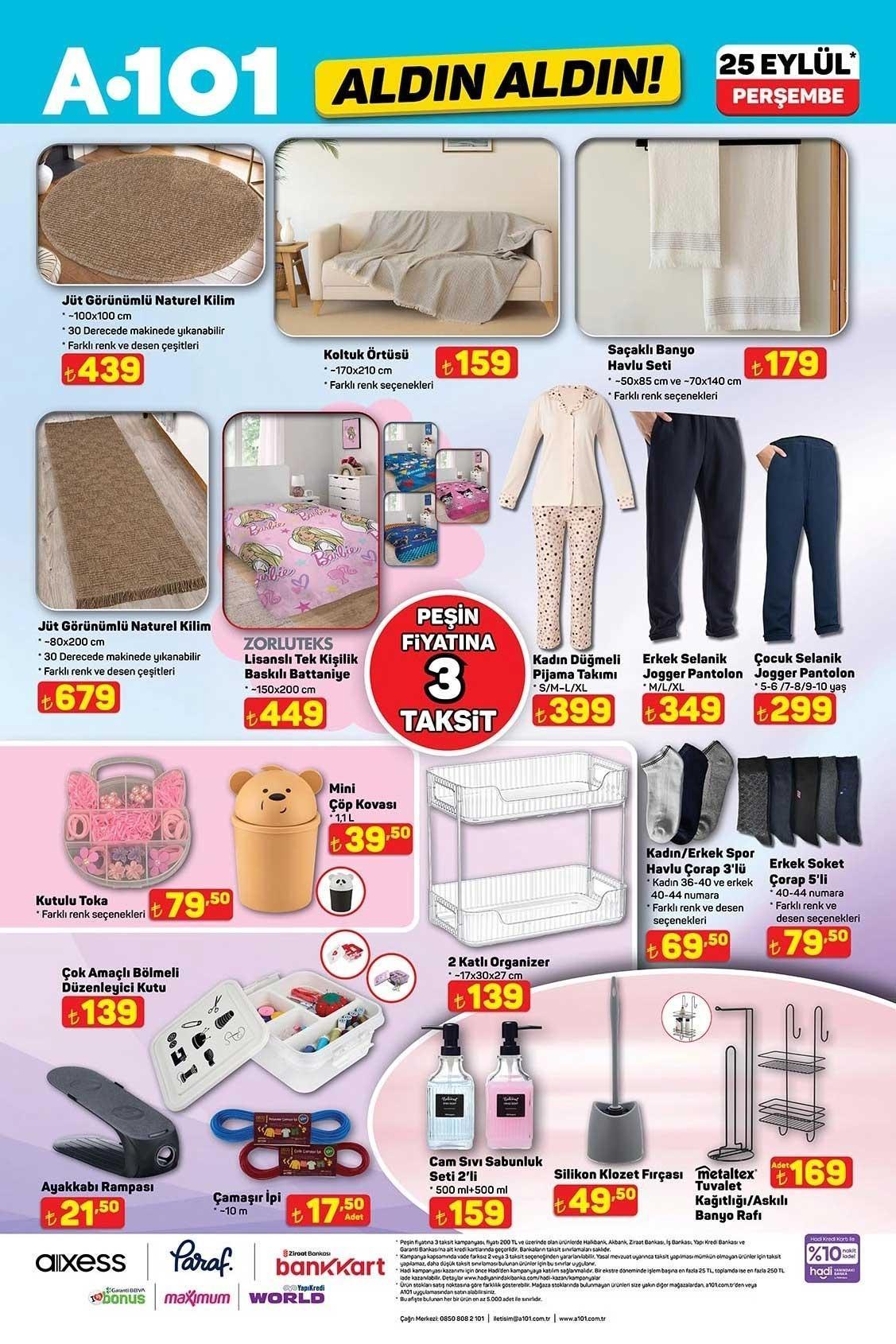25 EYLÜL A101 ALDIN ALDIN AKTÜEL KATALOĞU