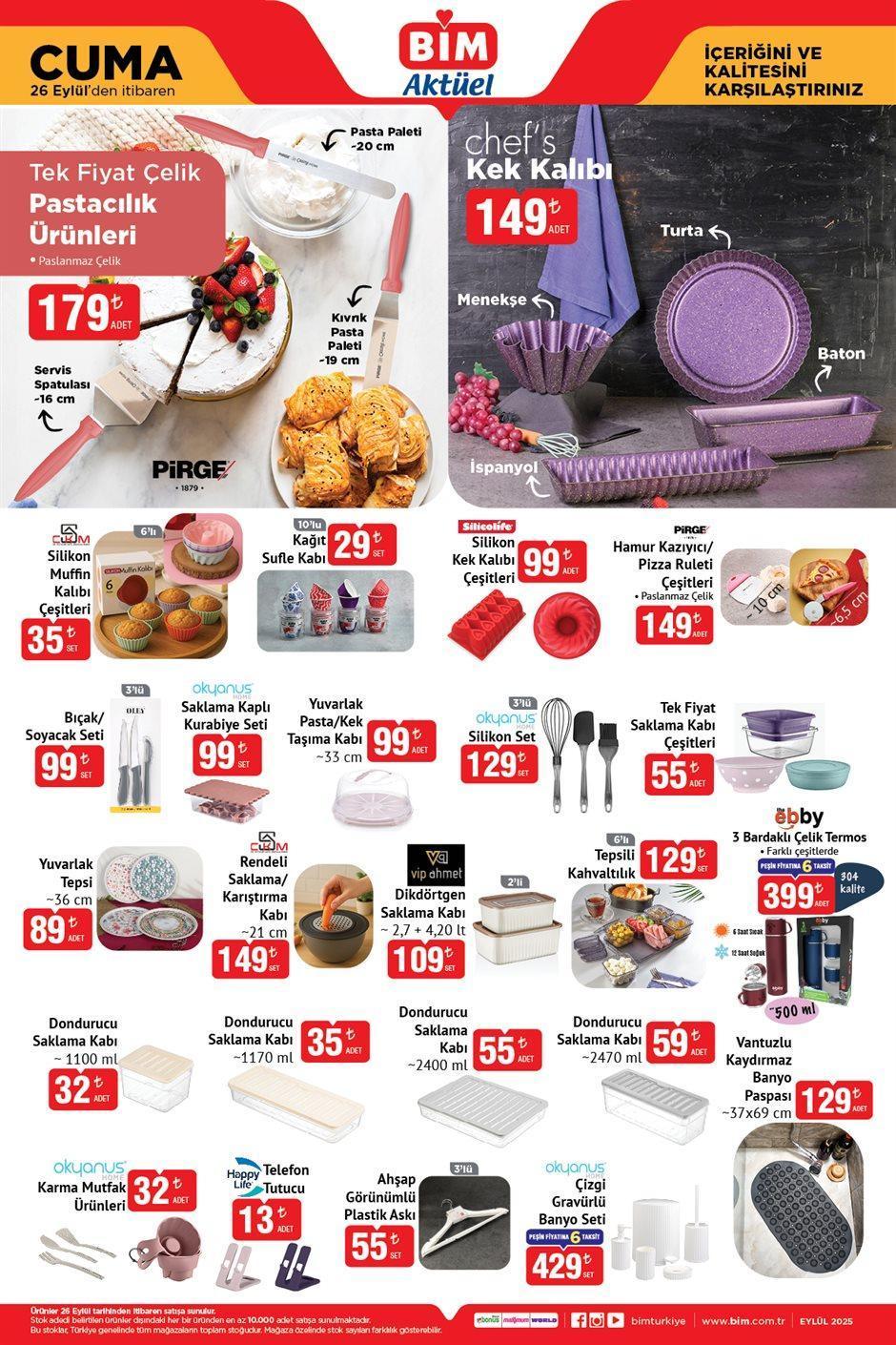 26 EYLÜL CUMA BİM AKTÜEL KATALOĞU