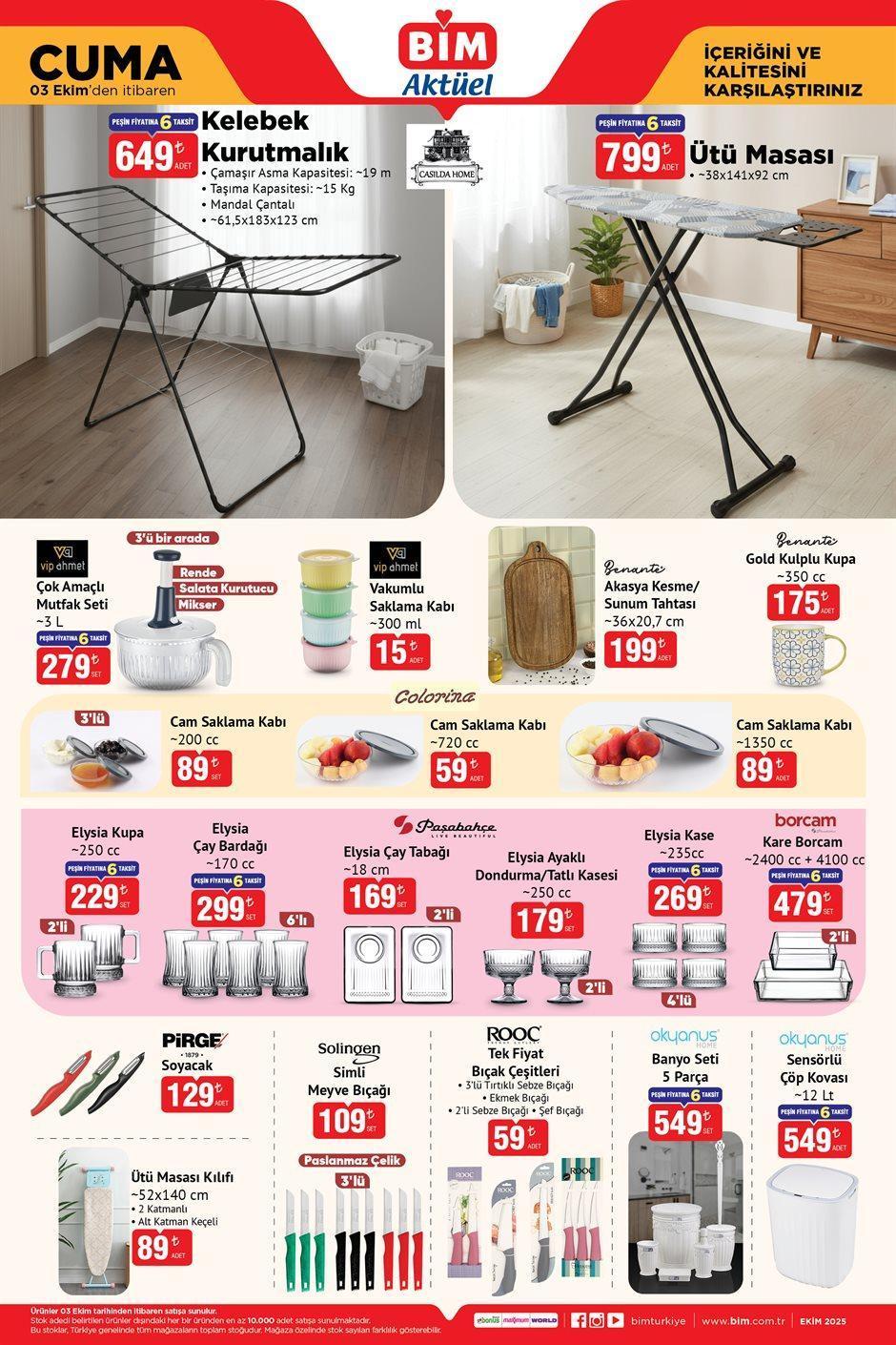 BİM 3 EKİM CUMA AKTÜEL KATALOĞU