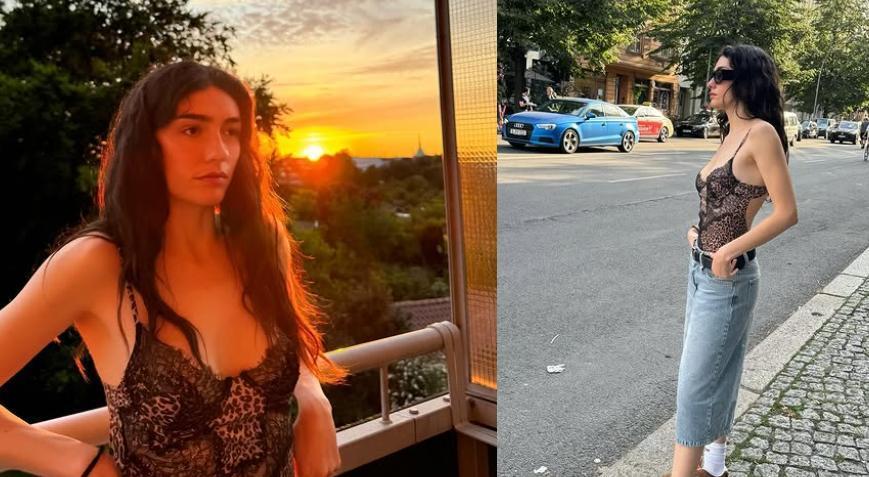 Hazar Ergüçlünün leopar sevdası Cesur kombini gündem oldu Hazar Ergüçlünün leopar sevdası Cesur kombini gündem oldu