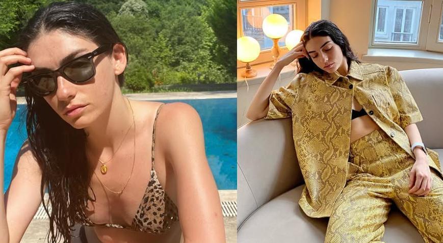 Hazar Ergüçlünün leopar sevdası Cesur kombini gündem oldu Hazar Ergüçlünün leopar sevdası Cesur kombini gündem oldu