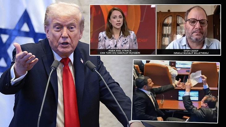 Trump'ı İsrail Meclisi'nde protesto eden vekil CNN TÜRK'e konuştu: 'iki megalomanyak suçlunun flörtü iğrençti'