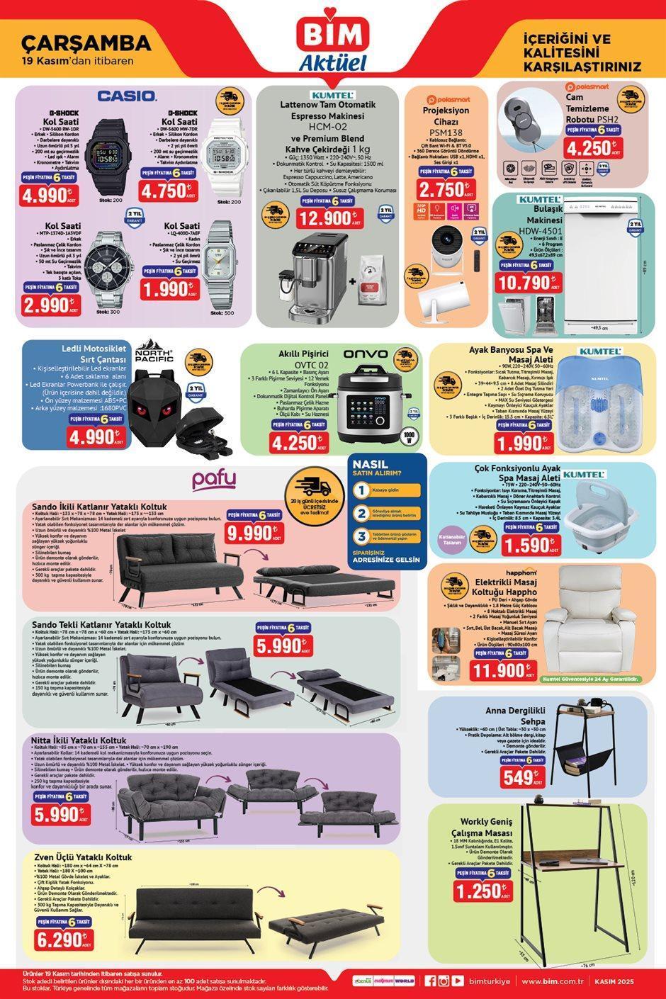 19 KASIM ÇARŞAMBA BİM EVE TESLİM KATALOĞU
