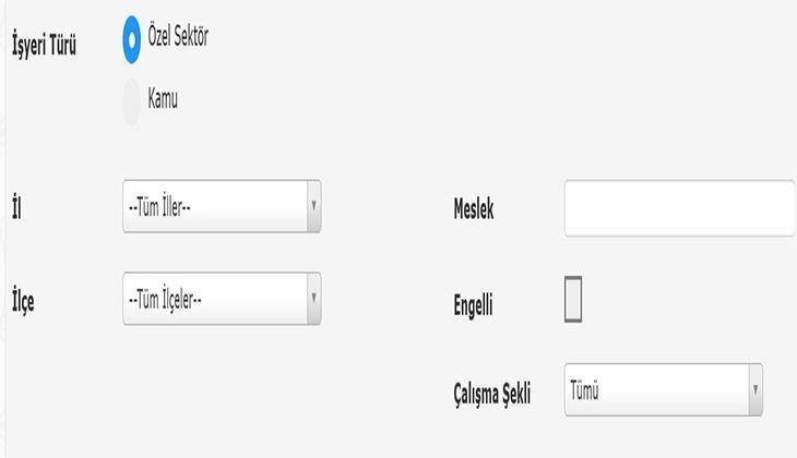 İŞKUR Personel Alımı İlanlarıı: İl, İlçe, Meslek, Çalışma şekline göre İŞKUR personel alımı başvuru ekranı 2025