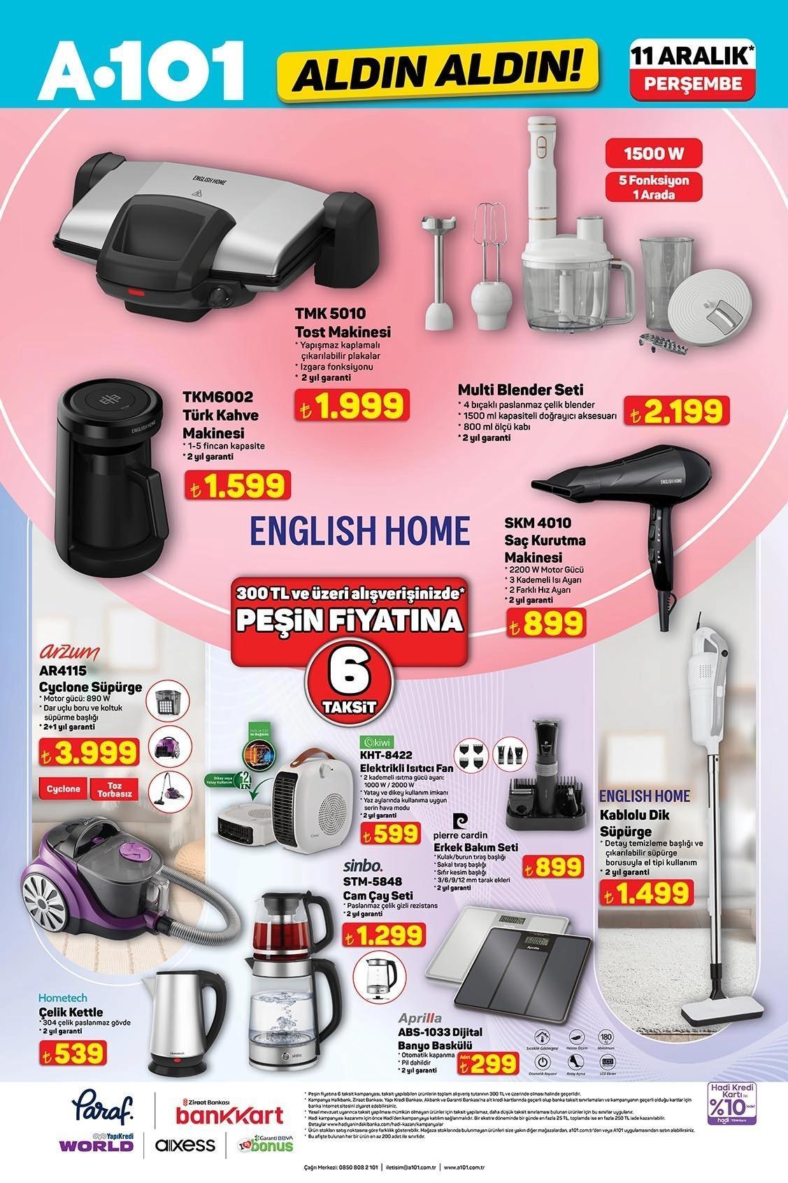 A101 ALDIN ALDIN 11 ARALIK AKTÜEL İNDİRİMLERİ