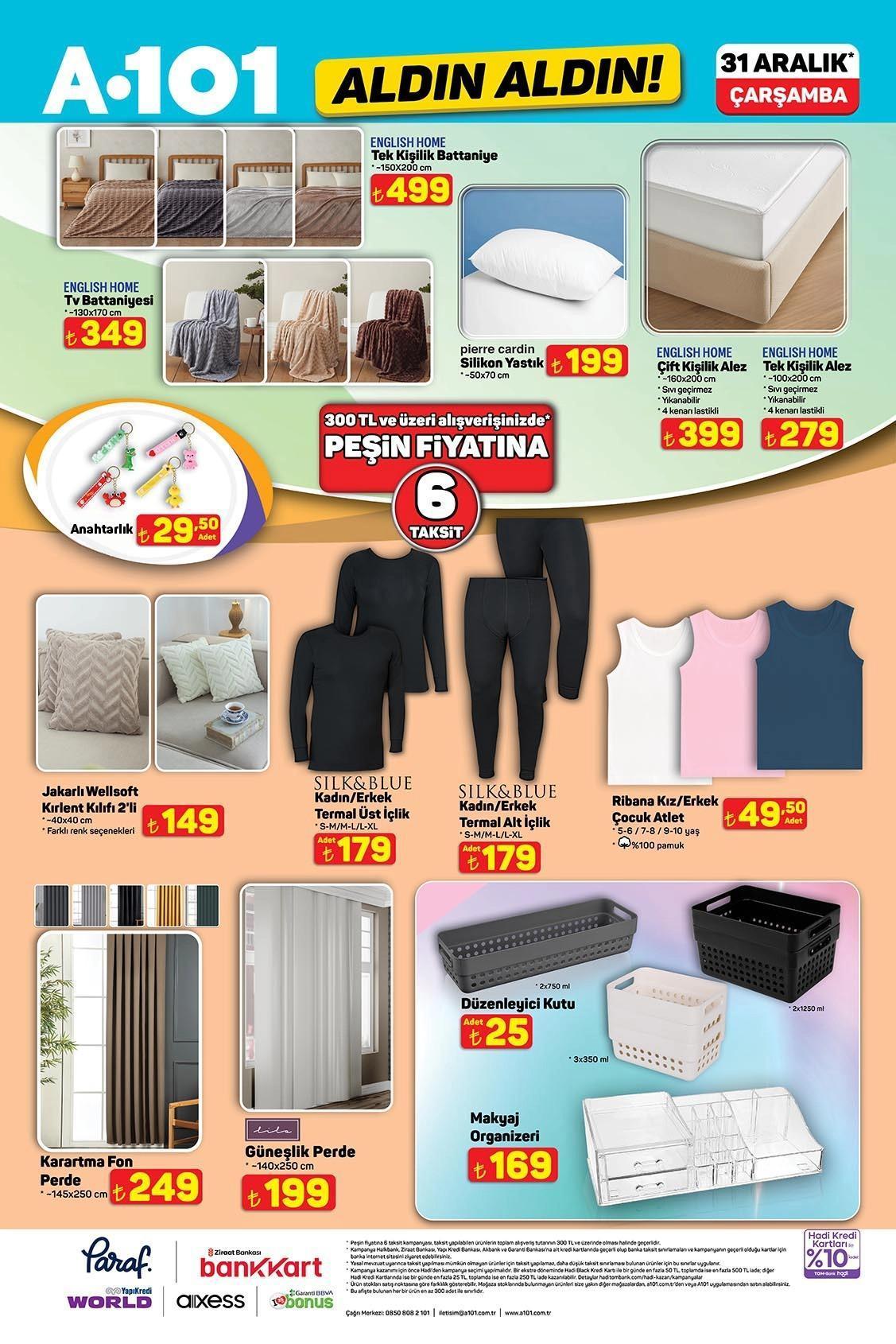 31 ARALIK ÇARŞAMBA A101 AKTÜEL KATALOĞU