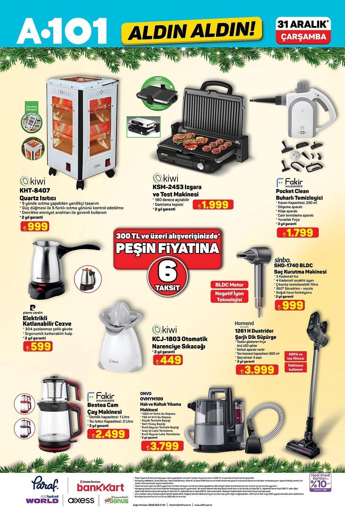 31 ARALIK ÇARŞAMBA A101 AKTÜEL KATALOĞU