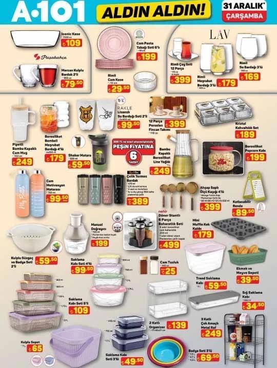 A101’den Yılbaşı Sürprizi 31 Aralık 2025 Aldın Aldın Aktüel Ürünler Listesi Belli Oldu A101 Aldın Aldın aktüel kataloğu bu hafta neler getiriyor A101 indirim broşürü ile 3lü beyaz cam ankastre seti, şarjlı süpürge...