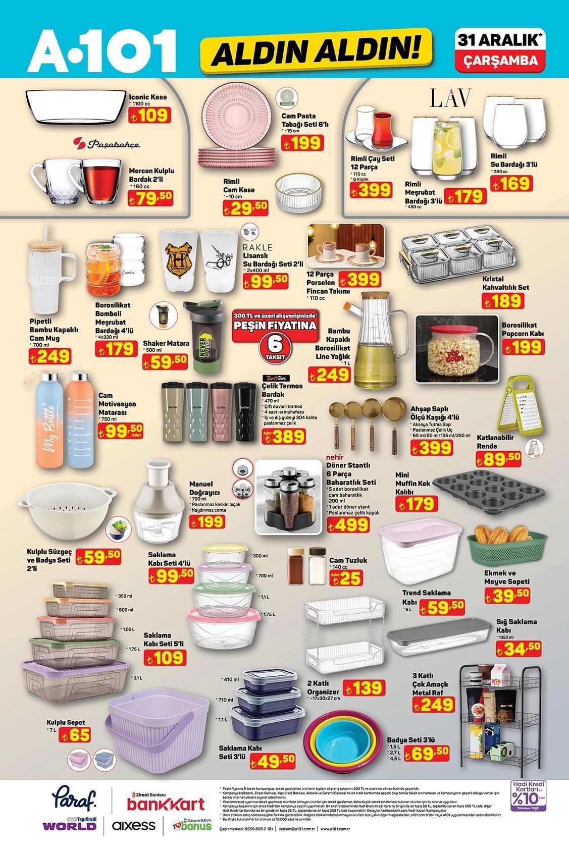 31 ARALIK ÇARŞAMBA A101 AKTÜEL KATALOĞU
