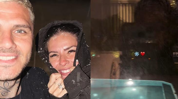 İstanbulda kar sevinci Icardi ve sevgilisi çocuklar gibi eğlendi
