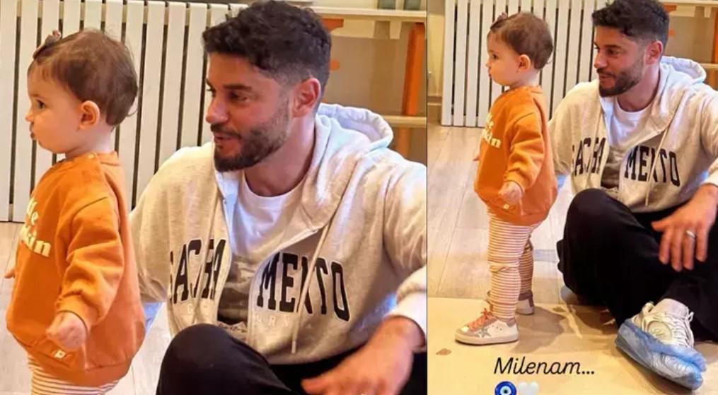 Berk Oktay ve kızı Mira Milenanın kar sevinci