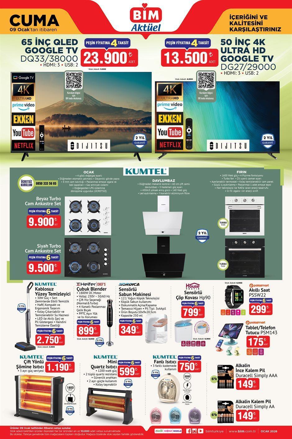 9 OCAK CUMA BİM AKTÜEL İNDİRİMLERİ