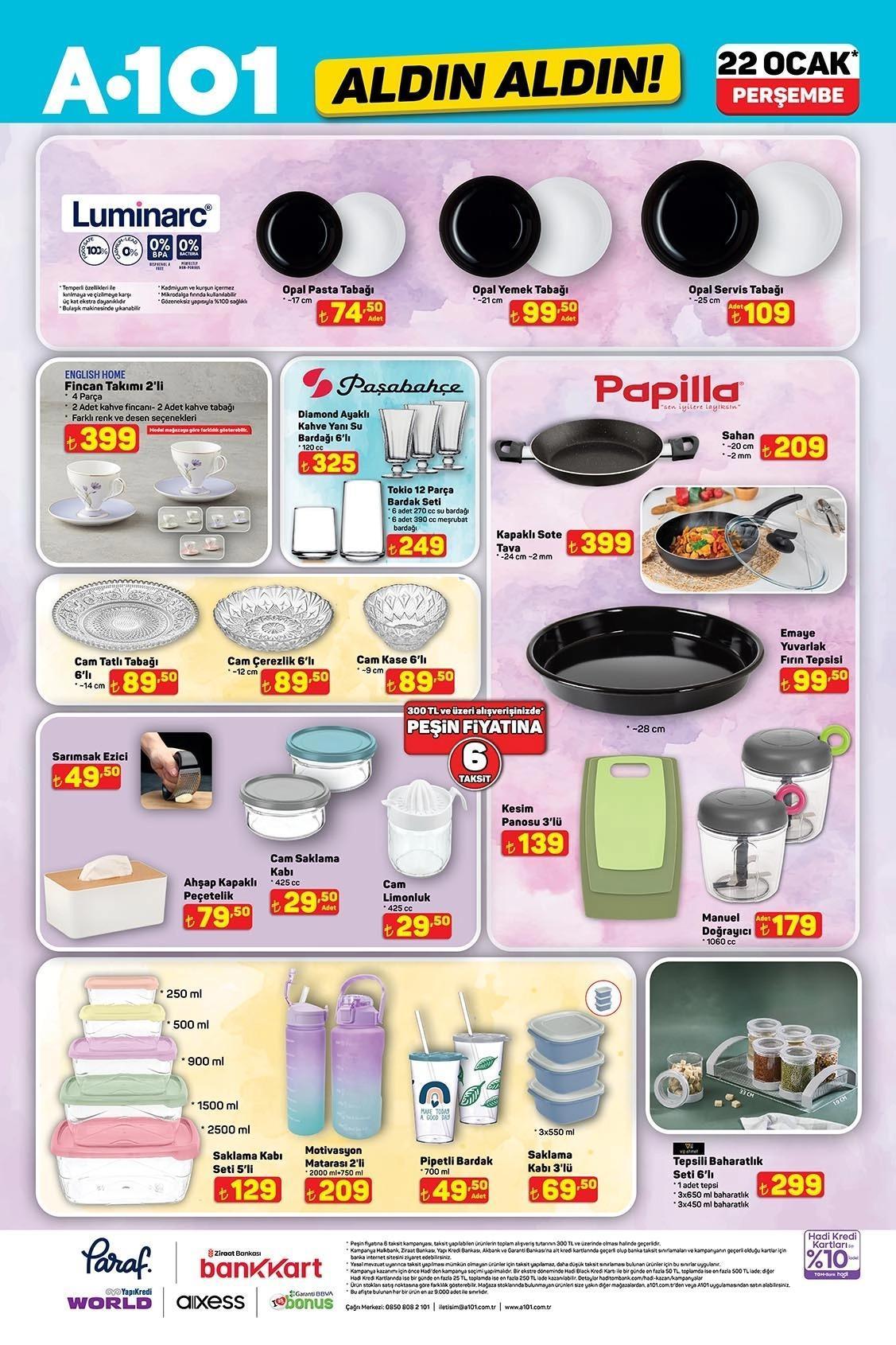 22 OCAK PERŞEMBE A101 AKTÜEL KATALOĞU