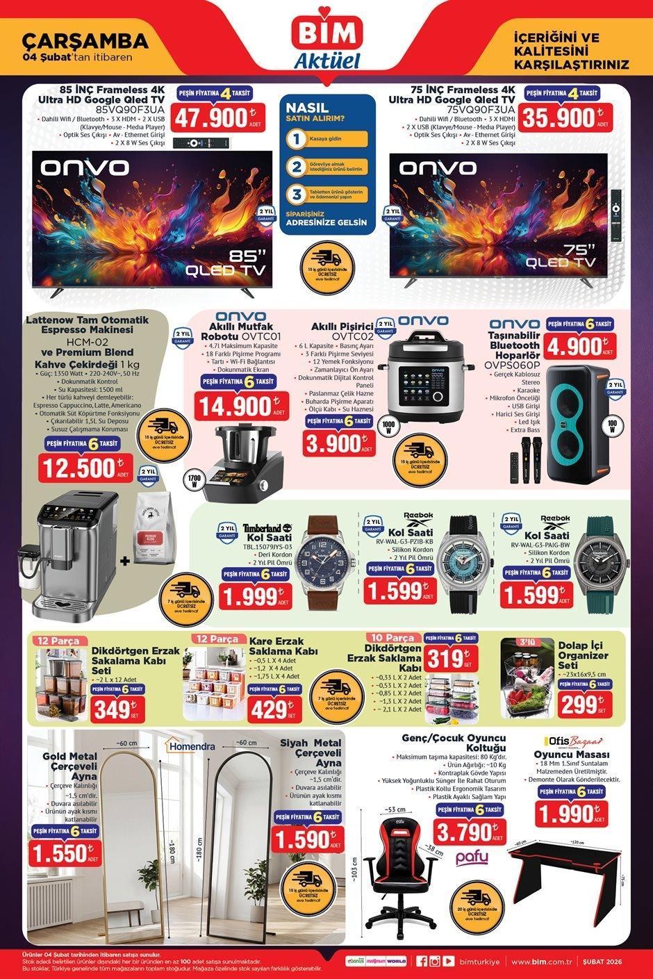 4 ŞUBAT ÇARŞAMBA BİM EVE TESLİM KATALOĞU