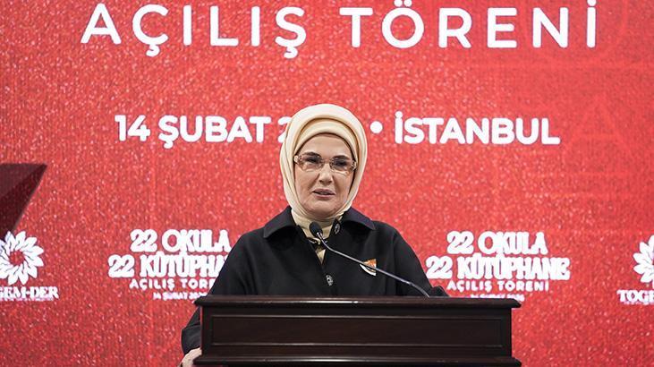 Emine Erdoğan, '22 Okula 22 Kütüphane' projesinin açılış töreninde konuştu