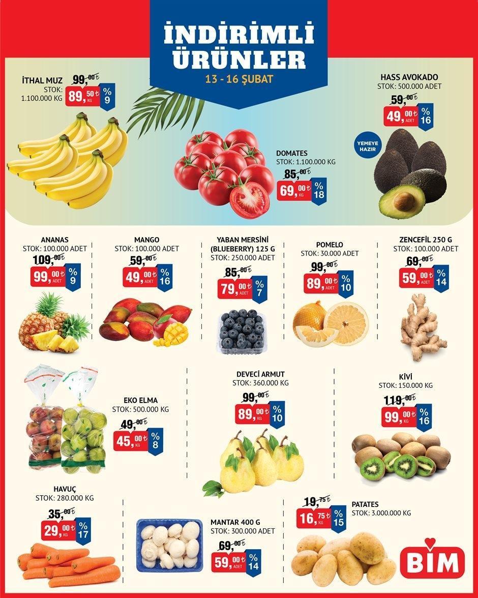 13-16 ŞUBAT BİM İNDİRİMLİ ÜRÜNLER